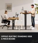 OffiGo 71 Inch Executive Electric Standing Desk, Height Adjustable Desk with Power Outlet & 1.38" Thick 3-Piece Desktop, Sit Stand Computer Desk for Home, Office, Conference Room, Rustic Brown