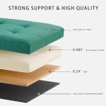 HAUSFRAU 31.5 Inches Ottoman with Storage Bench, Folding Ottoman Bench Small Foot Rest Stool, Bedroom Bench with Flipping Lid, Linen Dark Gray