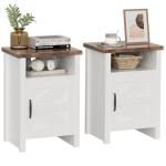 YESHOMY Farmhouse Modern Nightstand with Shelf and Barn Door, Set of 2 for Bedroom, White