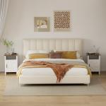 YESHOMY Farmhouse Modern Nightstand with Shelf and Barn Door, Set of 2 for Bedroom, White