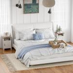 YESHOMY Farmhouse Modern Nightstand with Shelf and Barn Door, Set of 2 for Bedroom, White