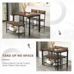 Giantex Dining Table Set for 4, Kitchen Table with Bench and Chairs, Industrial Gathering Bench Dining Set W/Metal Frame & Storage Rack, Dinette Set, Modern Functional Desk Set (Rustic Brown)