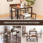 Giantex Dining Table Set for 4, Kitchen Table with Bench and Chairs, Industrial Gathering Bench Dining Set W/Metal Frame & Storage Rack, Dinette Set, Modern Functional Desk Set (Rustic Brown)