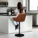 Yaheetech Bar Stools Set of 2, PU Leather Swivel Counter Height Barstools, Adjustable Bar Chairs with Backrest and Footrest, Kitchen Island Stool for Home Kitchen, Retro Brown