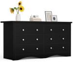 Furmax Dresser for Bedroom, 6 Wood Dresser, Chest of Drawers, for TV up to 65 inch, TV Stand Storage Chest of Drawers for Hallway Entryway (Black)