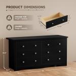 Furmax Dresser for Bedroom, 6 Wood Dresser, Chest of Drawers, for TV up to 65 inch, TV Stand Storage Chest of Drawers for Hallway Entryway (Black)