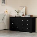 Furmax Dresser for Bedroom, 6 Wood Dresser, Chest of Drawers, for TV up to 65 inch, TV Stand Storage Chest of Drawers for Hallway Entryway (Black)