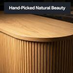 FRALIMK 47" Sideboard Buffet Cabinet with Storage, Mid Century Modern Storage Cabinet with Built-in Outlet & Sliding Doors, Coffee Bar Console Table for Kitchen，Dining Room & Entryway, Natural Oak