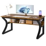 AZN Computer Desk, 47 X 20 inch Computer Desk, Office Desk w/Storage, Large Legroom, Sturdy Metal Frame, Home Office Desks for Gaming Study Writing Work, Waterproof, Scratch-Resistant, Rustic Brown
