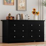 Furmax Dresser for Bedroom, 6 Wood Dresser, Chest of Drawers, for TV up to 65 inch, TV Stand Storage Chest of Drawers for Hallway Entryway (Black)