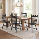 LUE BONA Black Dining Chairs Set of 4, Windsor Wooden Dining Chair with Thickened Backrest, Morden and Mid Century Kitchen Chairs for Dining Room Farmhouse, Weight Capacity 350 lbs