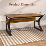 AZN Computer Desk, 47 X 20 inch Computer Desk, Office Desk w/Storage, Large Legroom, Sturdy Metal Frame, Home Office Desks for Gaming Study Writing Work, Waterproof, Scratch-Resistant, Rustic Brown