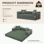 GRUSIGN 78 Inch Convertible Sofa Bed, 5-in-1 Futon Sofa Bed Pull Out Couch, Boneless Couch Bed for Living Room, Corduroy Boneless Couches for Bedroom, Apartment, No Assembly Sleeper Sofa Bed, Green