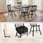 LUE BONA Black Dining Chairs Set of 4, Windsor Wooden Dining Chair with Thickened Backrest, Morden and Mid Century Kitchen Chairs for Dining Room Farmhouse, Weight Capacity 350 lbs