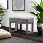 SIMPLIHOME Milltown Small Ottoman Bench - 27" Wide x 18" High Upholstered Linen Look Fabric Rectangle Footstool Ottoman in Grey, Contemporary Bench for Entryway with Cushioned Seat, Assembled