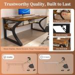 AZN Computer Desk, 47 X 20 inch Computer Desk, Office Desk w/Storage, Large Legroom, Sturdy Metal Frame, Home Office Desks for Gaming Study Writing Work, Waterproof, Scratch-Resistant, Rustic Brown