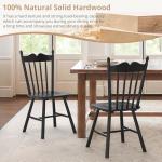 LUE BONA Black Dining Chairs Set of 4, Windsor Wooden Dining Chair with Thickened Backrest, Morden and Mid Century Kitchen Chairs for Dining Room Farmhouse, Weight Capacity 350 lbs