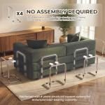 GRUSIGN 78 Inch Convertible Sofa Bed, 5-in-1 Futon Sofa Bed Pull Out Couch, Boneless Couch Bed for Living Room, Corduroy Boneless Couches for Bedroom, Apartment, No Assembly Sleeper Sofa Bed, Green