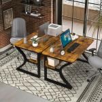 AZN Computer Desk, 47 X 20 inch Computer Desk, Office Desk w/Storage, Large Legroom, Sturdy Metal Frame, Home Office Desks for Gaming Study Writing Work, Waterproof, Scratch-Resistant, Rustic Brown