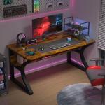 AZN Computer Desk, 47 X 20 inch Computer Desk, Office Desk w/Storage, Large Legroom, Sturdy Metal Frame, Home Office Desks for Gaming Study Writing Work, Waterproof, Scratch-Resistant, Rustic Brown