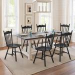 LUE BONA Black Dining Chairs Set of 4, Windsor Wooden Dining Chair with Thickened Backrest, Morden and Mid Century Kitchen Chairs for Dining Room Farmhouse, Weight Capacity 350 lbs