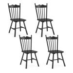 LUE BONA Black Dining Chairs Set of 4, Windsor Wooden Dining Chair with Thickened Backrest, Morden and Mid Century Kitchen Chairs for Dining Room Farmhouse, Weight Capacity 350 lbs