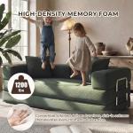 GRUSIGN 78 Inch Convertible Sofa Bed, 5-in-1 Futon Sofa Bed Pull Out Couch, Boneless Couch Bed for Living Room, Corduroy Boneless Couches for Bedroom, Apartment, No Assembly Sleeper Sofa Bed, Green