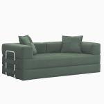 GRUSIGN 78 Inch Convertible Sofa Bed, 5-in-1 Futon Sofa Bed Pull Out Couch, Boneless Couch Bed for Living Room, Corduroy Boneless Couches for Bedroom, Apartment, No Assembly Sleeper Sofa Bed, Green