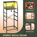 WLIVE Nightstand with Charging Station, Black Night Stand with LED Light, Tall 4 Drawer Dresser for Bedroom, 37" H Bedside Table with Fabric Storage Bins, Open Wood Shelf, Metal Frame