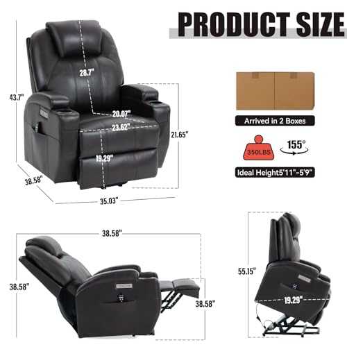 EZZUP Electric Recliner Chair with Massage & Heat