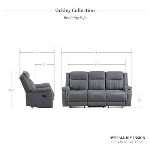 Grey Lexicon Double Recliner Sofa for Living Room