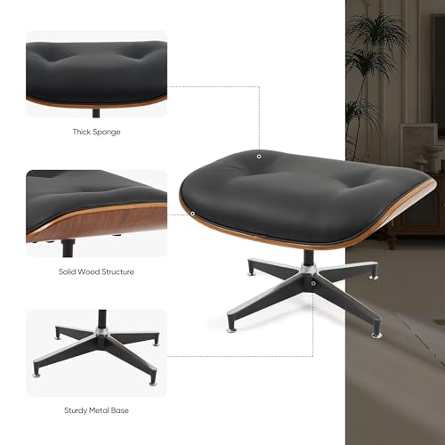 Mid Century Leather Lounge Chair with Ottoman