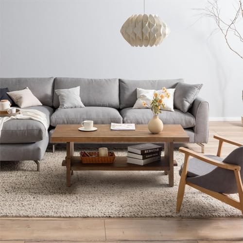 Mid Century Farmhouse Wooden Coffee Table - 43.4”