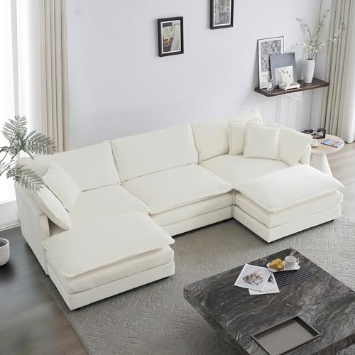 Oversized Modular Sectional Sofa in Beige White