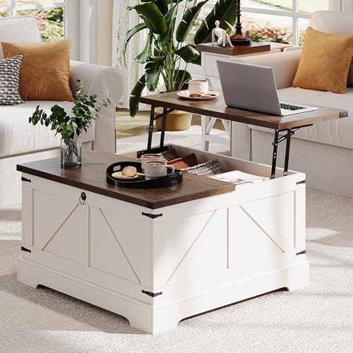 Farmhouse Coffee Table with Hidden Storage and Lift Top