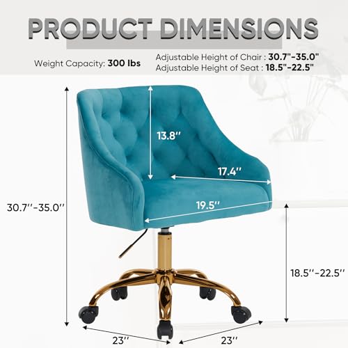 Lake Blue Velvet Swivel Chair for Girls