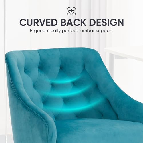 Lake Blue Velvet Swivel Chair for Girls