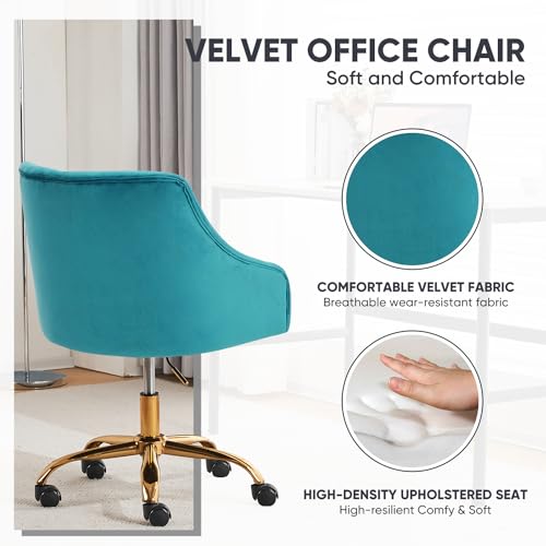 Lake Blue Velvet Swivel Chair for Girls