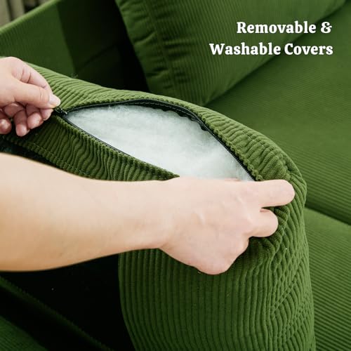 Modern Green Corduroy U-Shaped Sectional Sofa