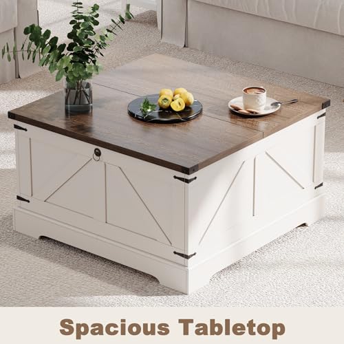 Farmhouse Coffee Table with Hidden Storage and Lift Top