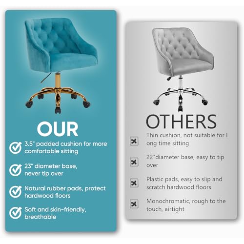 Lake Blue Velvet Swivel Chair for Girls