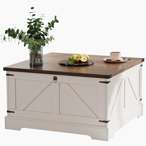 Farmhouse Coffee Table with Hidden Storage and Lift Top