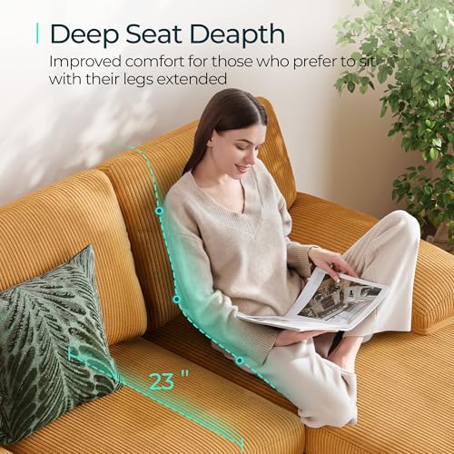 LINSY HOME Yellow U Sectional Couch with Chaises