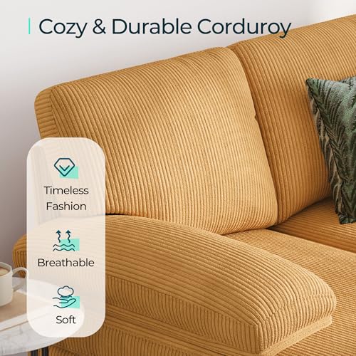 LINSY HOME Yellow U Sectional Couch with Chaises