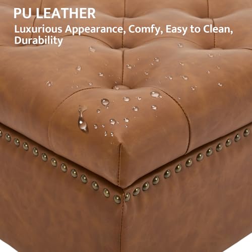 Large Square Tufted Storage Ottoman with Wheels