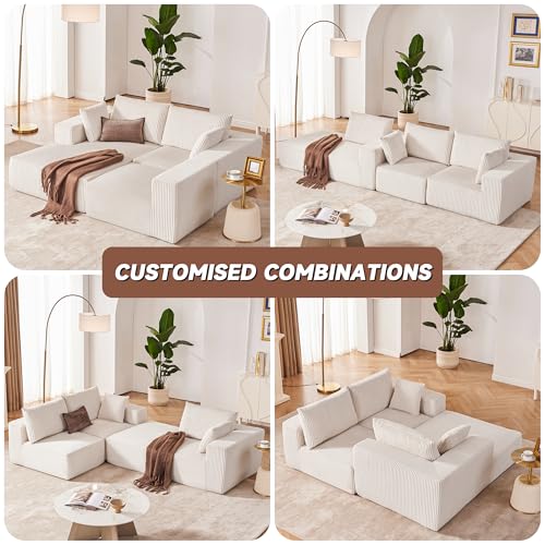 Beige 104" Modular L-Shape Sectional Sofa