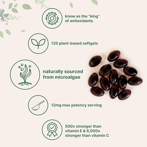 Premium Astaxanthin 12mg, 120 Softgels, Antioxidant Support