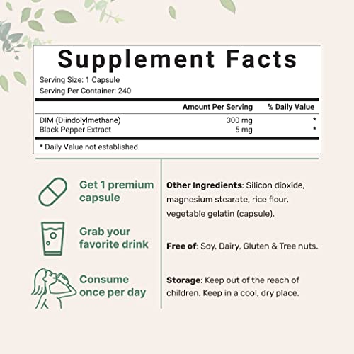 DIM Active Supplement 300mg with Broccoli Extract