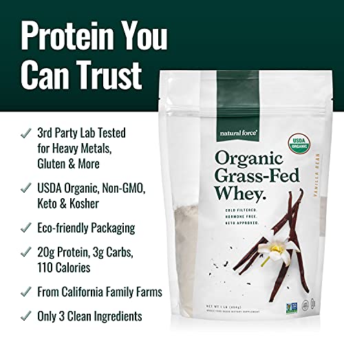 Organic Grass-Fed Whey Protein Powder - Vanilla Flavor