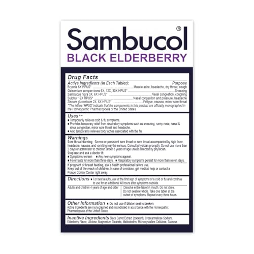 Black Elderberry Cold and Flu Relief Tablets, 30 Count